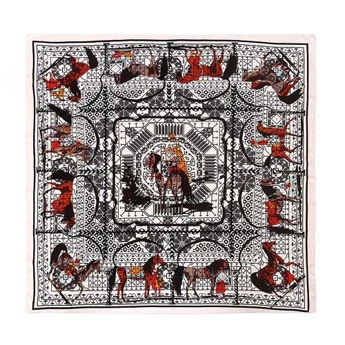 

POBING Luxury Brand Silk Scarf Women Tame Horse Print Square Scarves Wraps Female Large Hijab Big Shawl Neckerchief 130CM 130CM x 130CM