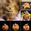 Wood Carving Crafts Auspicious Kirin Small Statue Lucky Mascot Chinese Fortune-making Evil-repelling God Beast Home Art Statue
