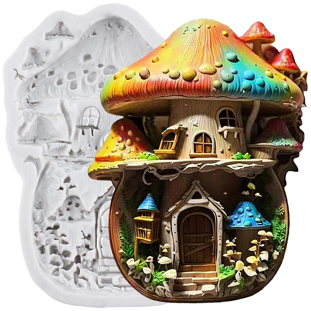 Silikonová forma na houbový dům Houbové formičky na fondán Nástroje na zdobení dortů Cupcake topper Cukrové dekorace na sladkosti Modelovací hmota Polymerová hmota