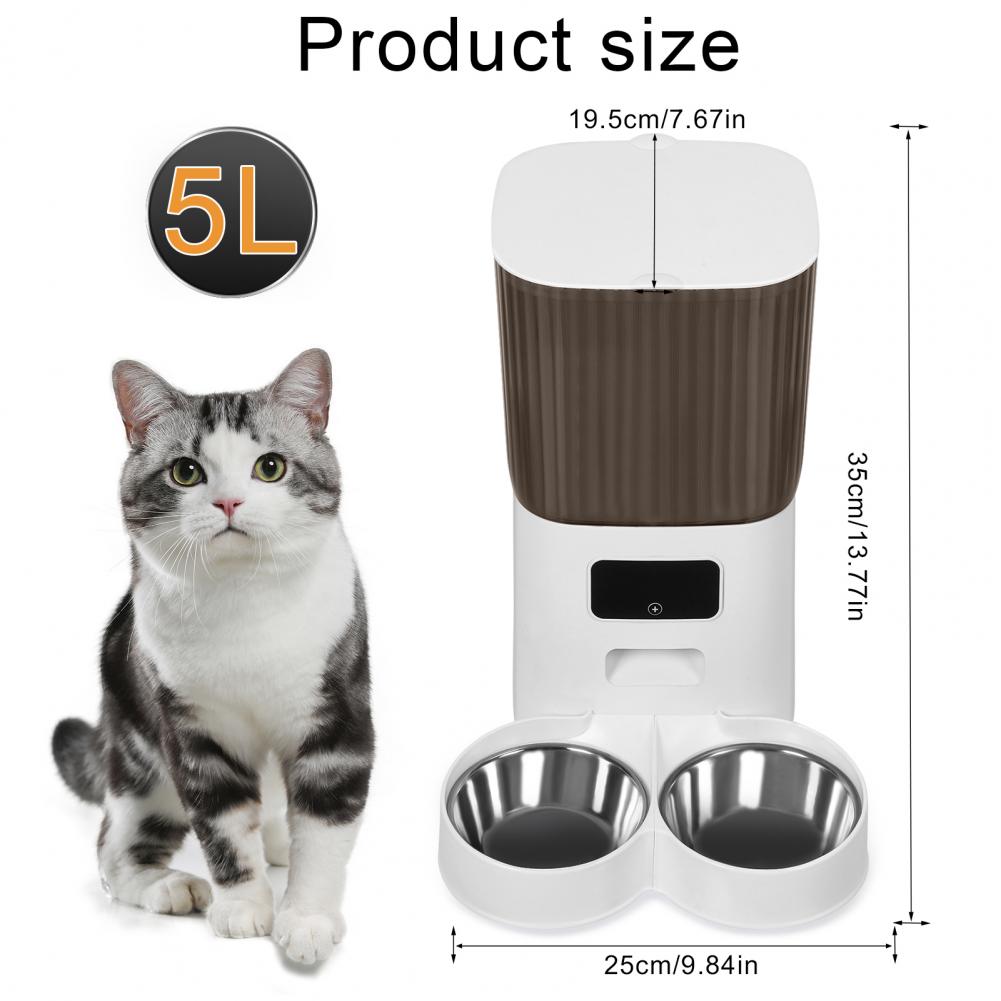 5L Double Bowls Smart Automatic Cat Feeder With WiFi APP Remote Control Cat Food Dispenser Pet Smart Recorder Auto Feeder Dog