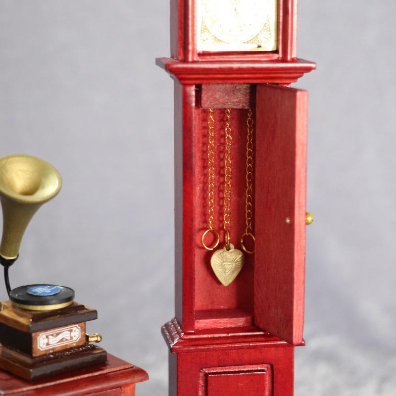 1:12 Miniature Solid Wood Brown Grandfather Floor Clock