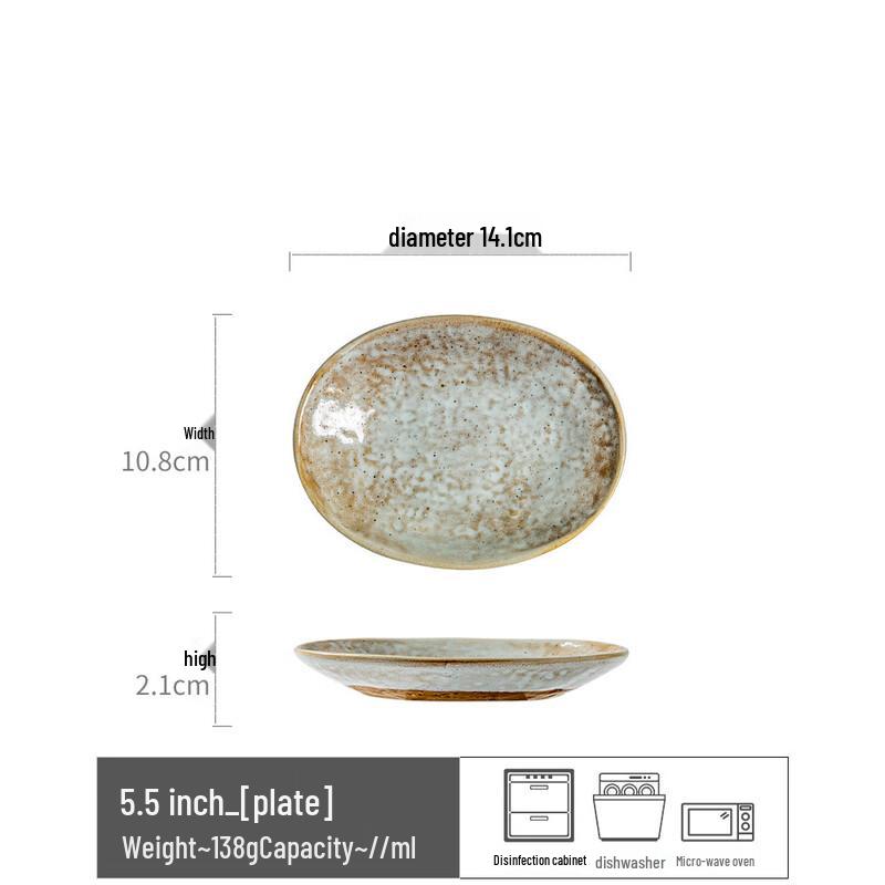 ZISIZ Retro Oval Ceramic Plate Set