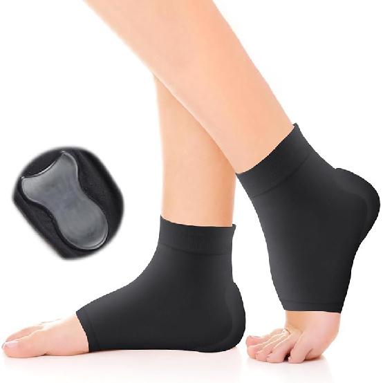 Achilles Heel Sleeve Achilles Tendon Heel Protector Compression Socks, Gel Padded Sleeve for Bursitis, Haglunds Bump, Tendonitis and Dry Cracked - 1 Regular чёрный