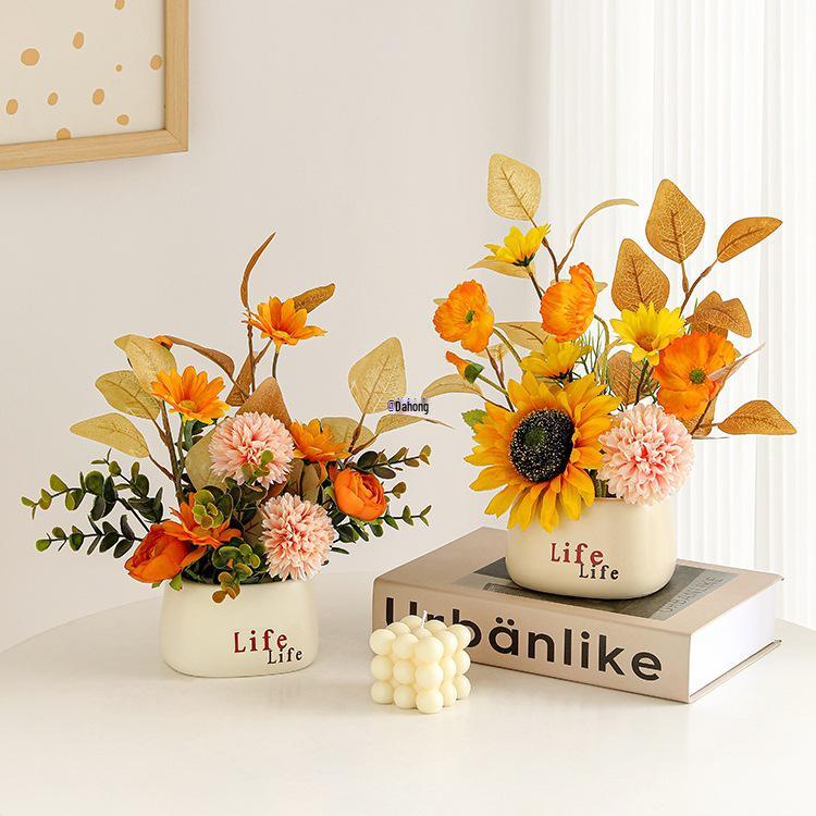 Nordic Floral Art: Artificial Flowers for Living Room, Bedroom & Dining Table Decor - Potted Plant for Home & Coffee Table 