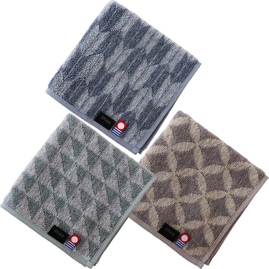 Imaa Imabari Towel Certified Hand Made In Japanese Nagomi A Set Towel/Handkerchief, 25cm, Japan, Vacuum-Compressed, Pattern, Sustainable, Assortment,
