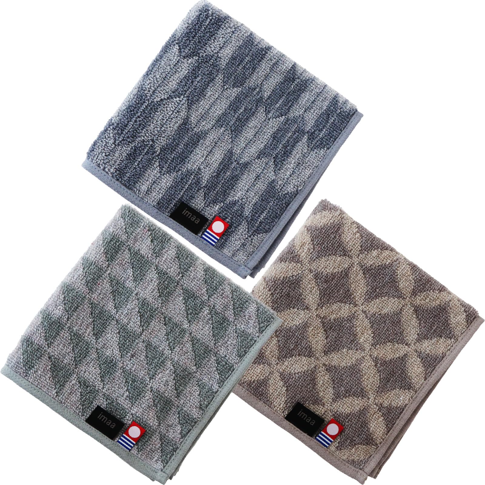 

imaa Imabari Towel Certified Hand Made in Japanese Nagomi A Set Towel/Handkerchief, 25cm, Japan, Vacuum-Compressed, Pattern, Sustainable, Assortment,