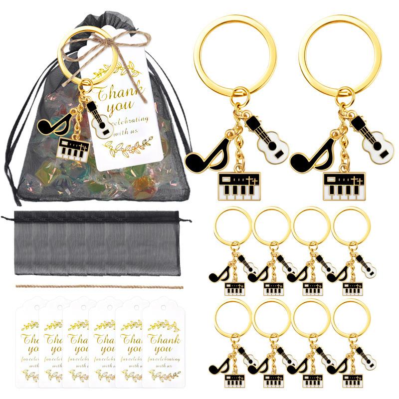 24 Sets Musik Party Gastgeschenke Bulk Musik Schlüsselanhänger Mit Karten Organzabeutel Für Geburtstagsparty F Musik Themenparty Deko Zubehör