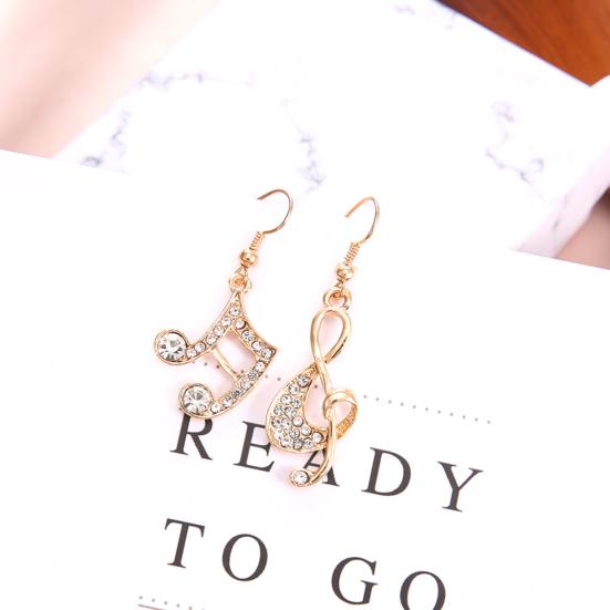 Bijuterii pentru cercei cu cârlig pentru femei Treble Clef Strass