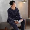 Pajamas Men'S Autumn And Winter Coral Fleece Thickened Fleece Winter Flannel Warm Homewear Set