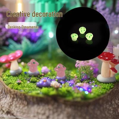 Enfeite Pequeno Cogumelo que Brilha no Escuro para Jardim e Micro Paisagem
