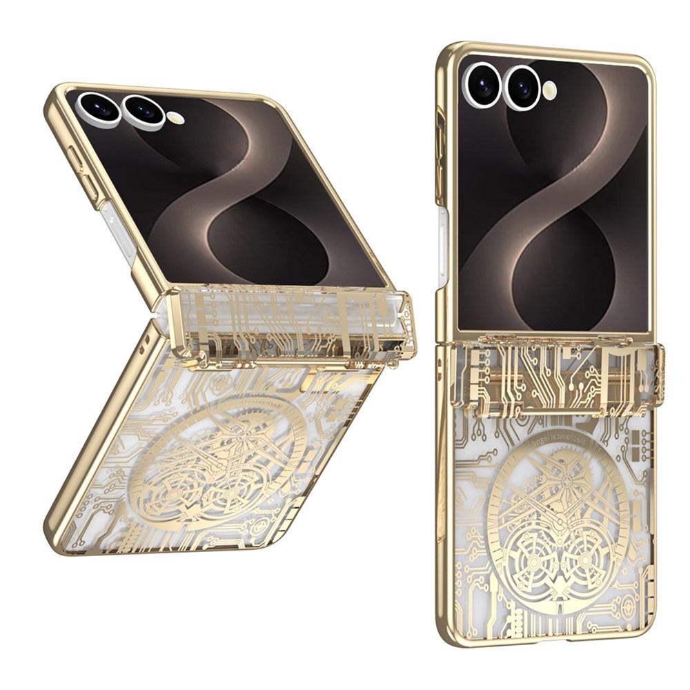 Samsung Galaxy Z Flip 8 Hoesje, Mechanische Legende, met Glas voor Extern Scherm, Goud