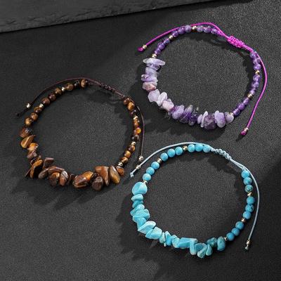 Bracelet Améthyste Pin Bleu Pépites Irrégulières Pierre Naturelle