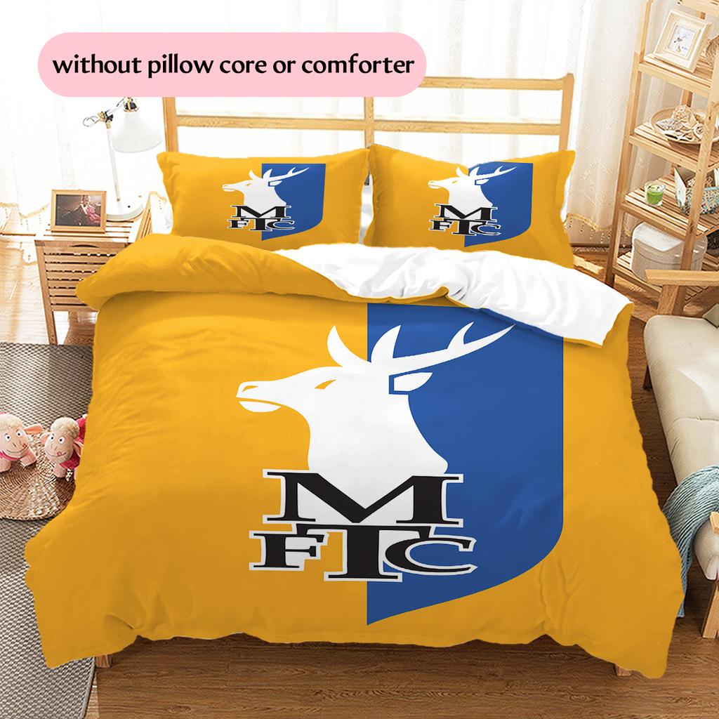 Biancheria da letto con motivo Mansfield Town FC Decorazione per la casa Regalo di compleanno (1 * copripiumino + 2 * federa, senza nucleo)