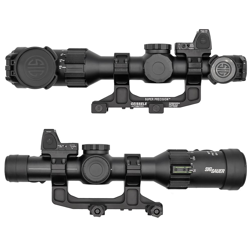 Ryohin Buhin 2-Piece Set: EVOLUTION GEAR GEISSELE 1.93" Scope Mount, Black & RMRSRO Mount Replica Set, Hard Anodized Finish, Metal