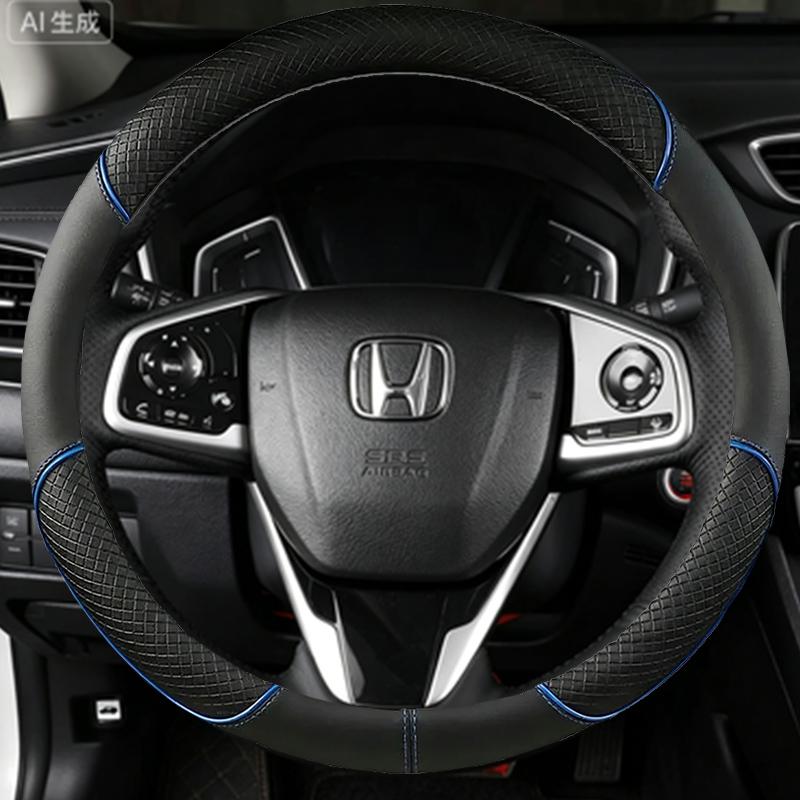 Hand-Stitched Black Microfiber Leather Steering Wheel Cover For Honda Civic 10 2016-2019 CRV CR-V 2017-2019 Clarity 2016-2018