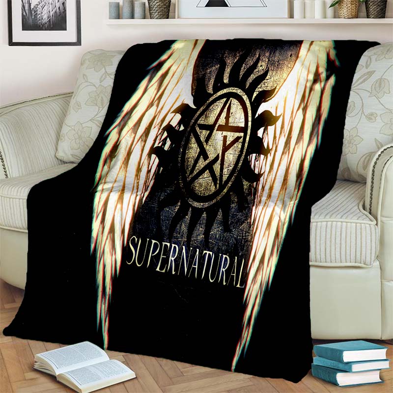 Supernatural Cult Series Print Flannel Blanket Soft Warm Throw For Couch Bedroom Game Room Living Room Home Bedding Decor Gift