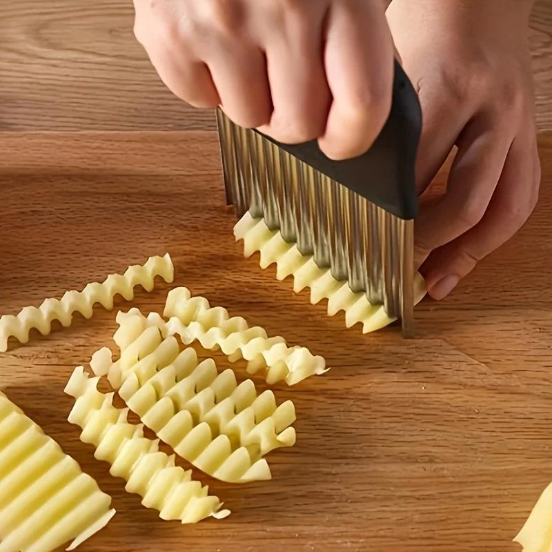 Potato Chip Slicer Dough Vegetable Fruit Crinkle Wavy Kitchen Knife Cutter Chopper French Fry Maker Tools Gadget 2025 New