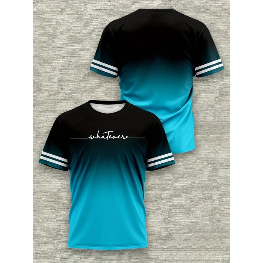 Men's Gradient Color T-Shirts - Casual Short Sleeve Round Neck Tees with Ombre Print, Machine Washable All-Season Comfort for Outdoor