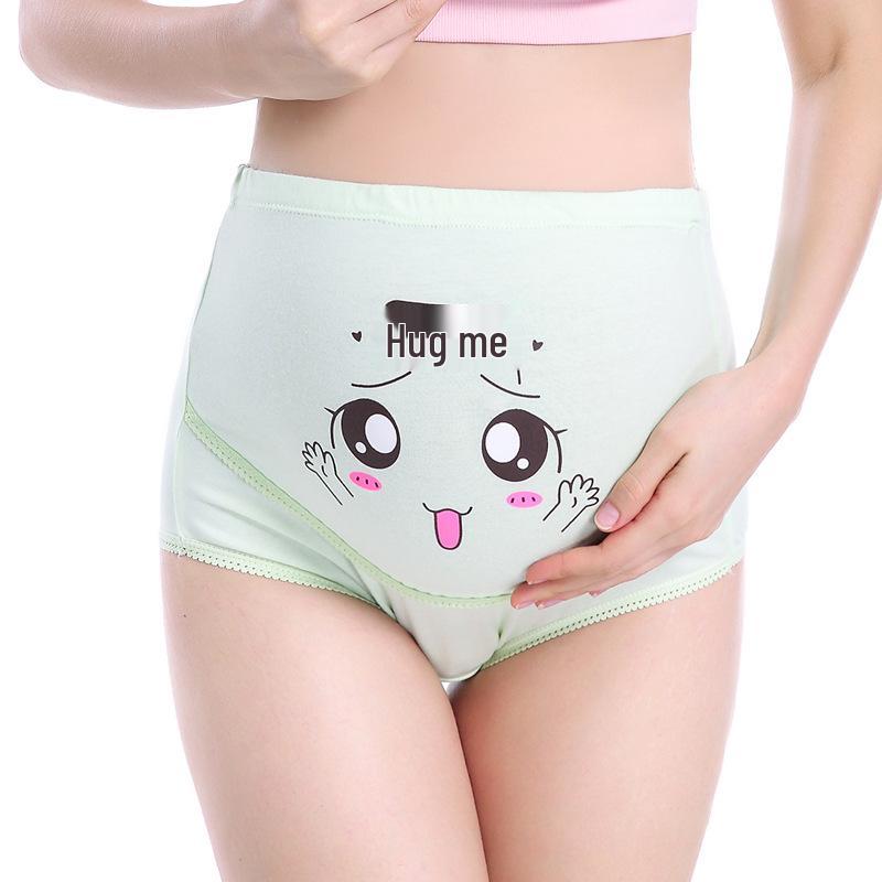 

Pure Cotton Smiley Face High Waist Maternity Support Shorts - Adjustable, Breathable, Plus Size Underwear for Pregnant Women Medium зелёный