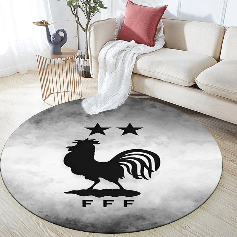 France Football Logo Round Rug, Non Slip Washable Circular Carpet For Living Room Bedroom Playroom, Sports Fan Decor, Holiday Birthday Gift