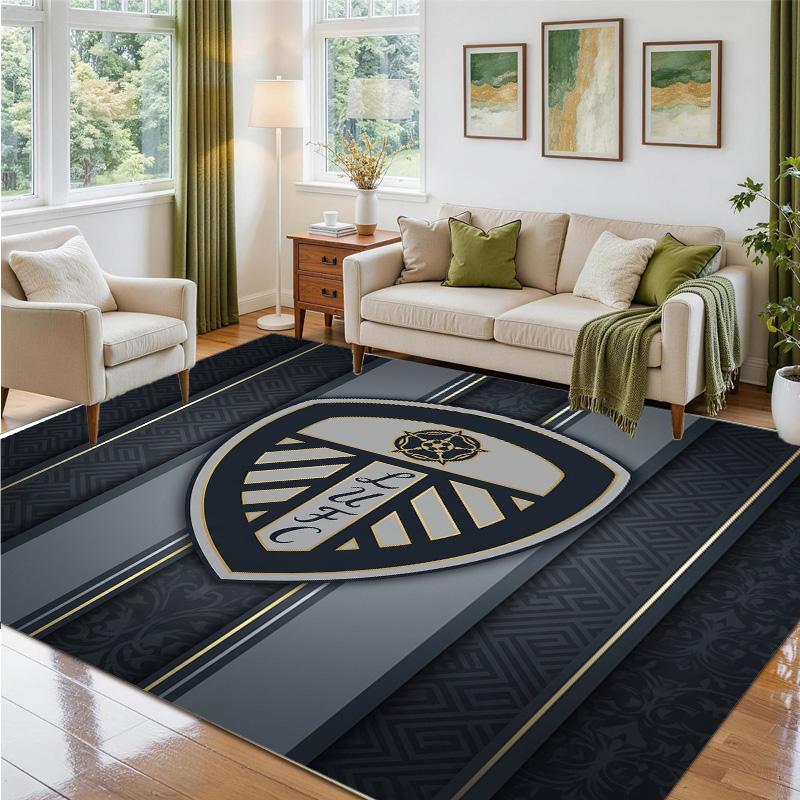 Leeds United Design Crystal Velvet Rug Soft Decorative Mat for Bedroom Entrance