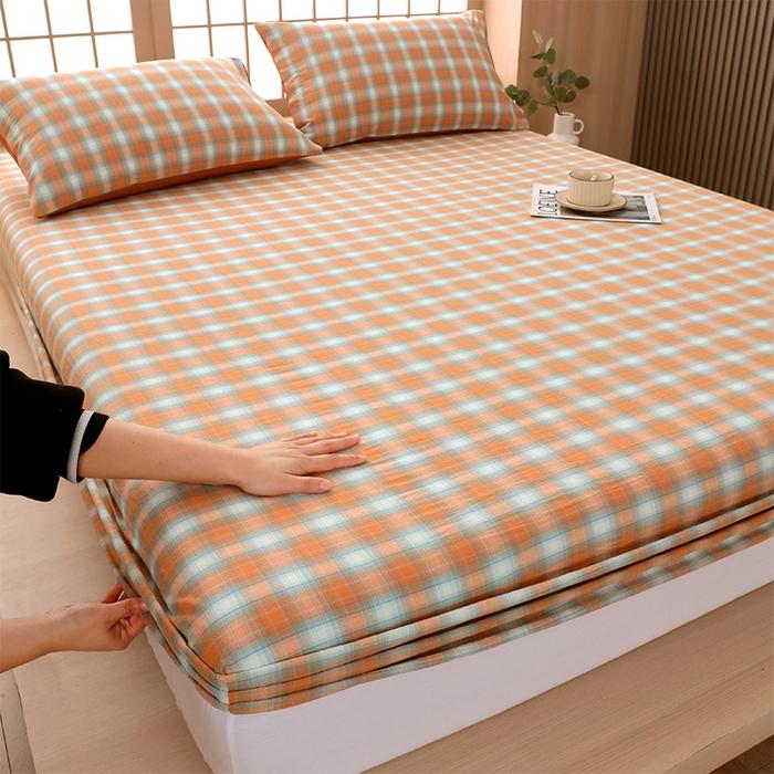 

2025 new cotton yarn-dyed AB version washed cotton single product series-A version single bed hat, bed hat single piece 90x200x15cm 1pcs