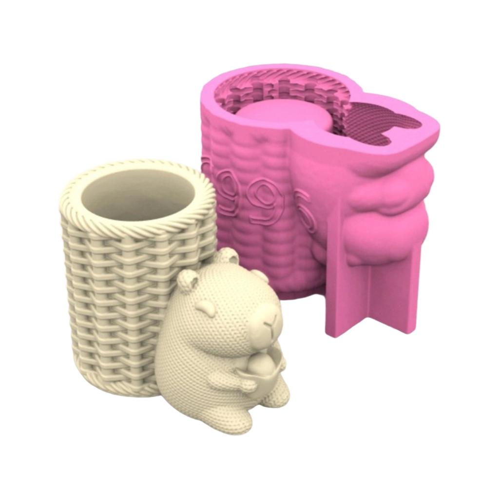 Creative Silicone Planter Mould Capybara Shape Silicone Texture for Making Unique Concrete Vases and Desk Pen Holders