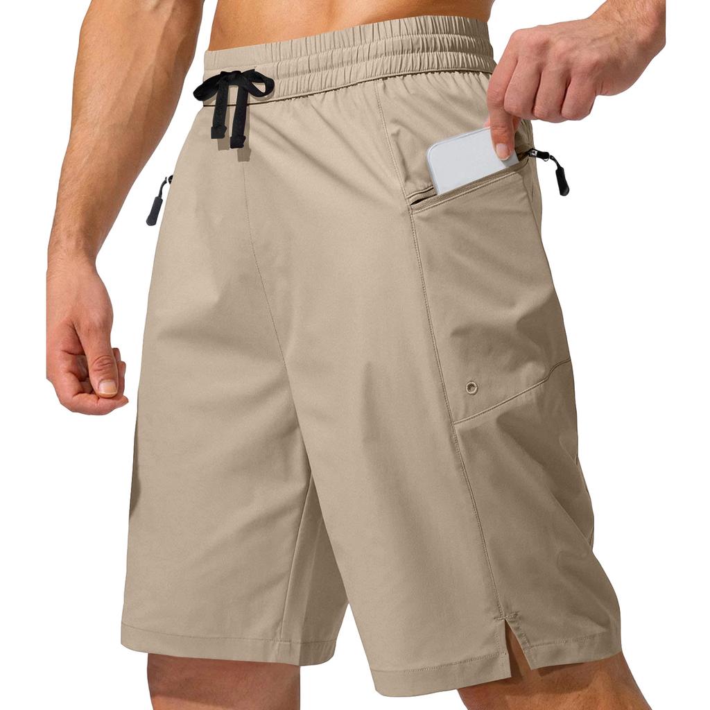 Mens Athletic Shorts Cargo Shorts for Men with Zipper Pockets Gym Shorts Men Lightweight Mens Workout Shorts Drawstring Waist