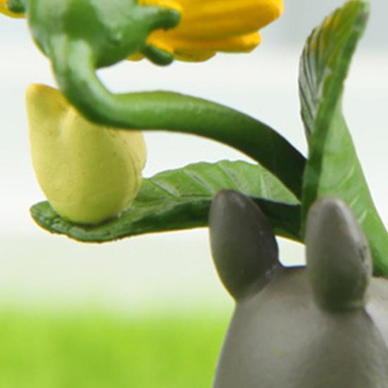 Collectable Anime Figurine Creative Smooth Surface Miniature Landscape Anime Ghibli Totoros Sunflower Figurine for Office