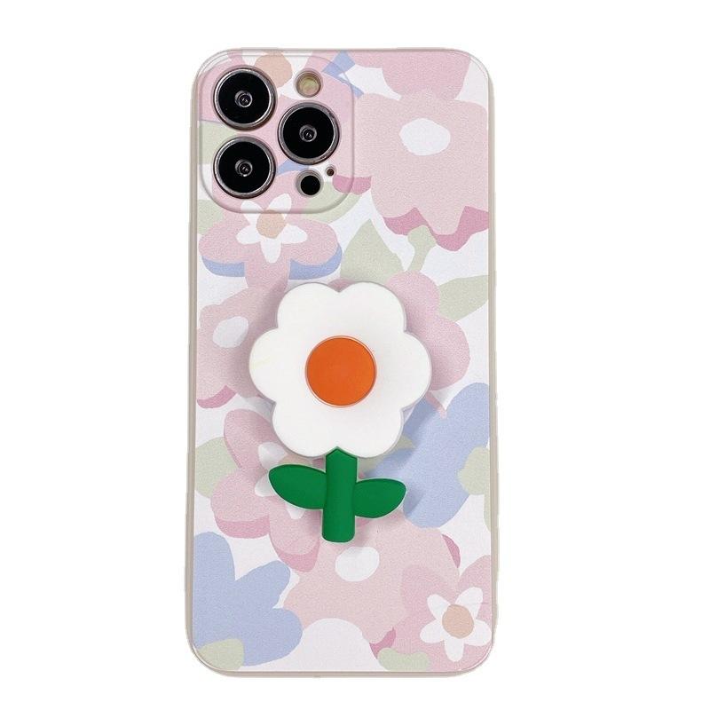 Small fresh for iPhone16 mobile phone case Apple 15promax painted flower holder XSMAX women's soft case