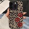 Leopard Print Bow Red Lip Phone Case For iPhone 17 16 15 14 13 12 11 Pro Max 16E X XR XS Max 7 8 16 Plus Shockproof Soft Cover