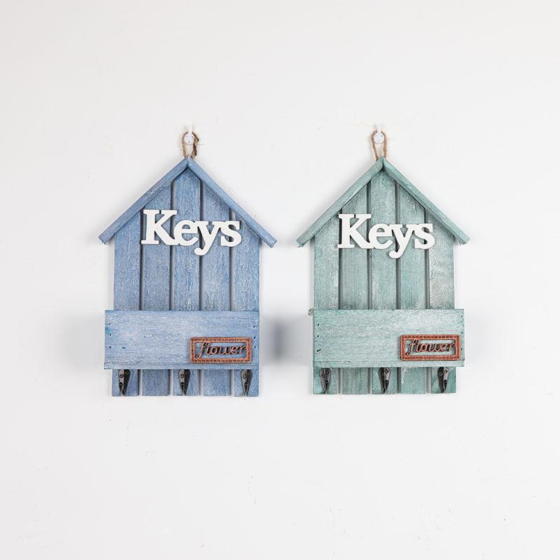 Wall Decoration, Wall Hanging, Wooden, Flowerpot, Mediterranean Style, Simulated Dried Flowers, Wooden Box Flower Vase, Entrance Key Hook