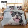 Sett med dynetrekk for fransk bulldog, King size, Søt valp, Dyretema, Sengetøy for barn og tenåringer, Polyester, 2/3 deler, Mykt dynetrekk