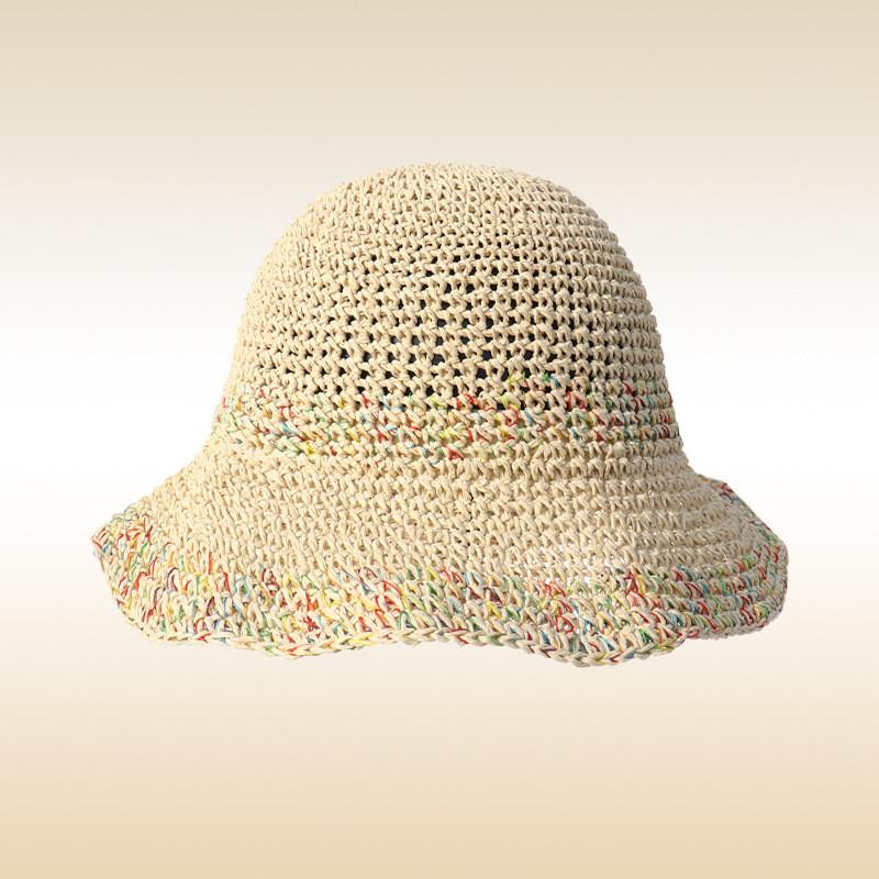 

Unisex Summer Stylish Vacation Sun Hat Breathable Colorful Straw Beachwear For бежевый