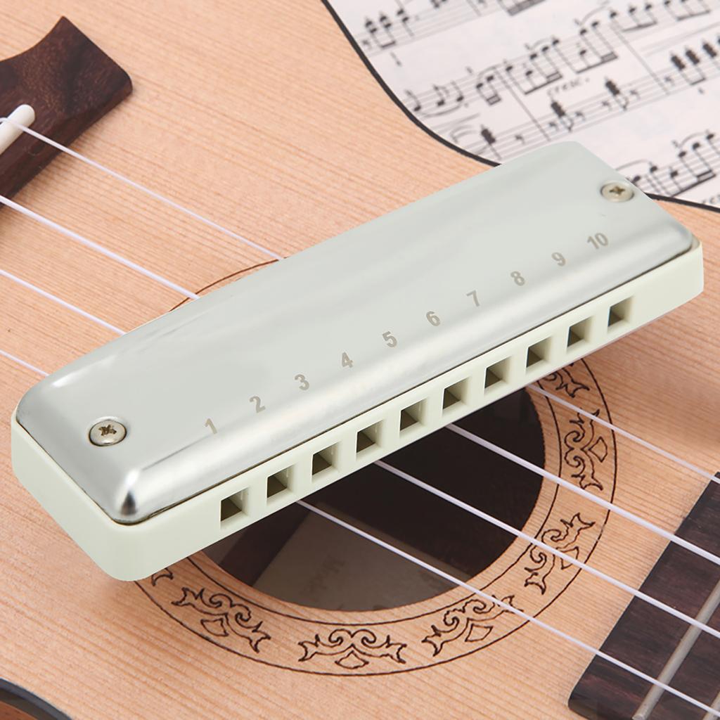 Blues Harmonica 10 Hole Mouthorgan Ab Key Portable Wind Instrument High Gloss Waterproof