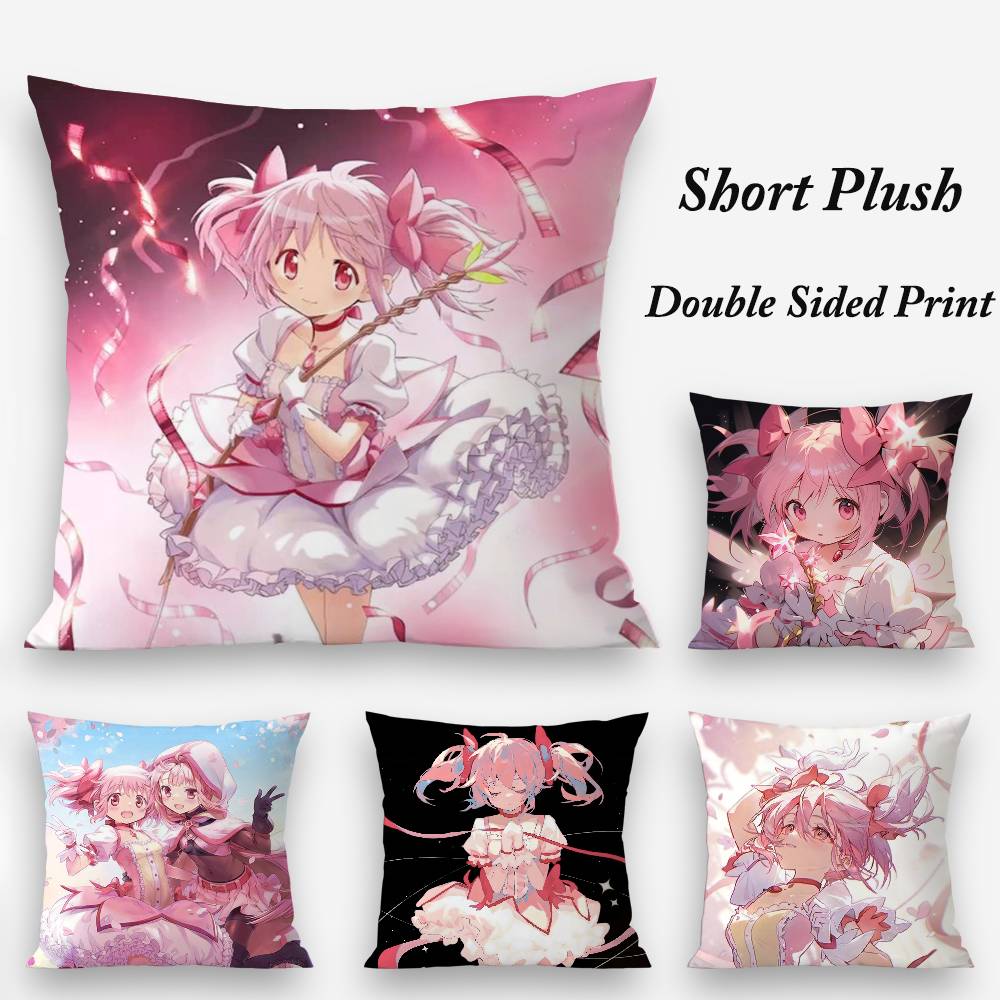 Anime M-Madoka M-Magica Pillow Case Plush Fabric Soft Double Sided Print Sofa Cushion Cover Throw Pillow Covers