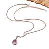 Diamond Necklace Collarbone Chain Simulation Drill Pear-Shaped Heart-Shaped Water Drop-Shaped Necklace Pink Female Zircon Long Color Treasure