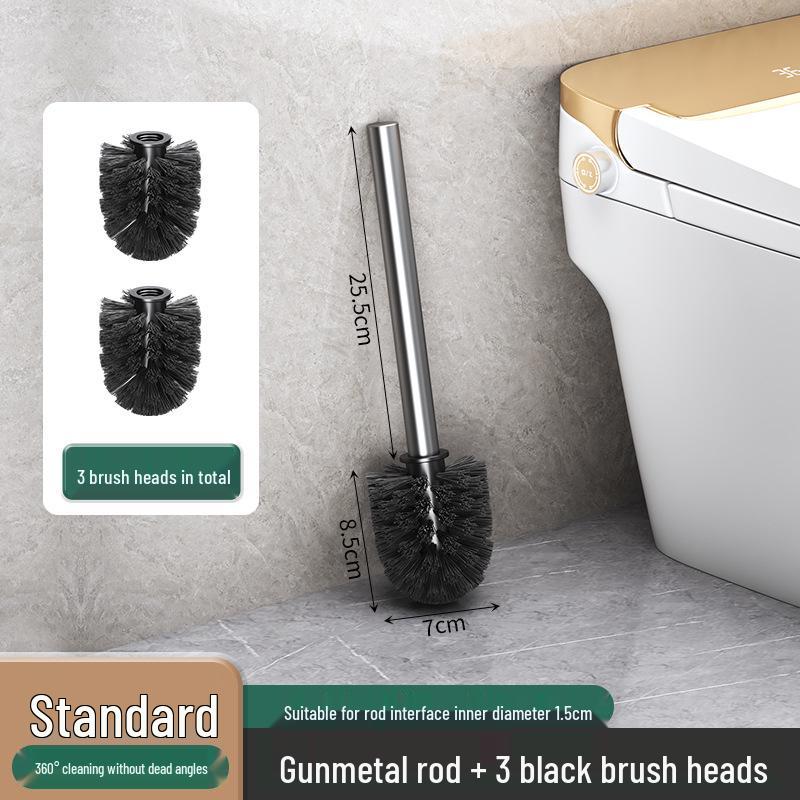 Wall-Mounted Soft Bristle Toilet Cleaning Set with Long Handle and Storage Rack