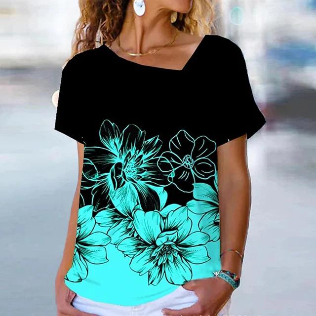 Летняя футболка с 3D-принтом цветного узора — фото 38