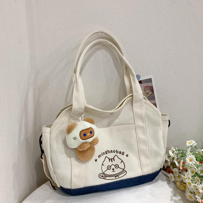 

Холщовая сумка женская на одно плечо, литературная, большой вместимости, студенческая сумка для переноски книг, сумка-тоут, сумка для занятий, универсальная сумка через плечо