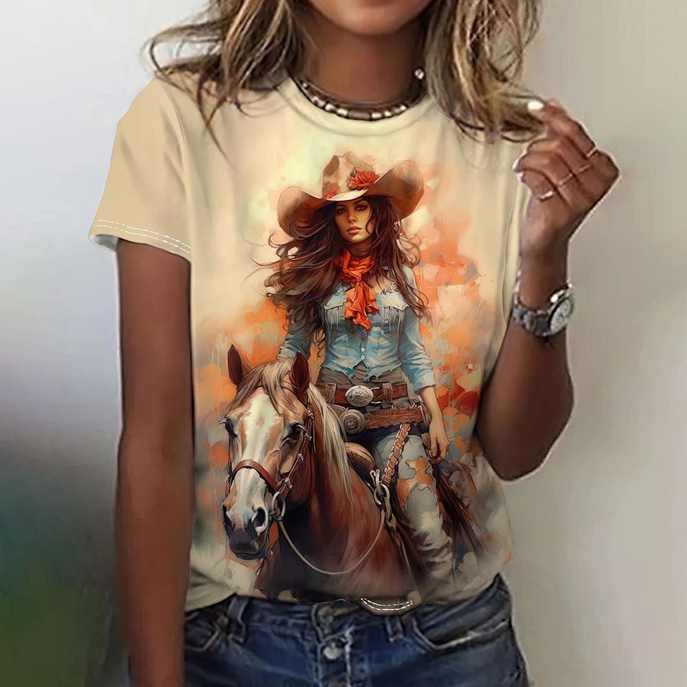 

Футболка с принтом Ranch Cowgirl для женщин, большие размеры, летний дизайн, женский топ с укороченным вырезом, женская одежда, рубашка, модная дешевая рубашка