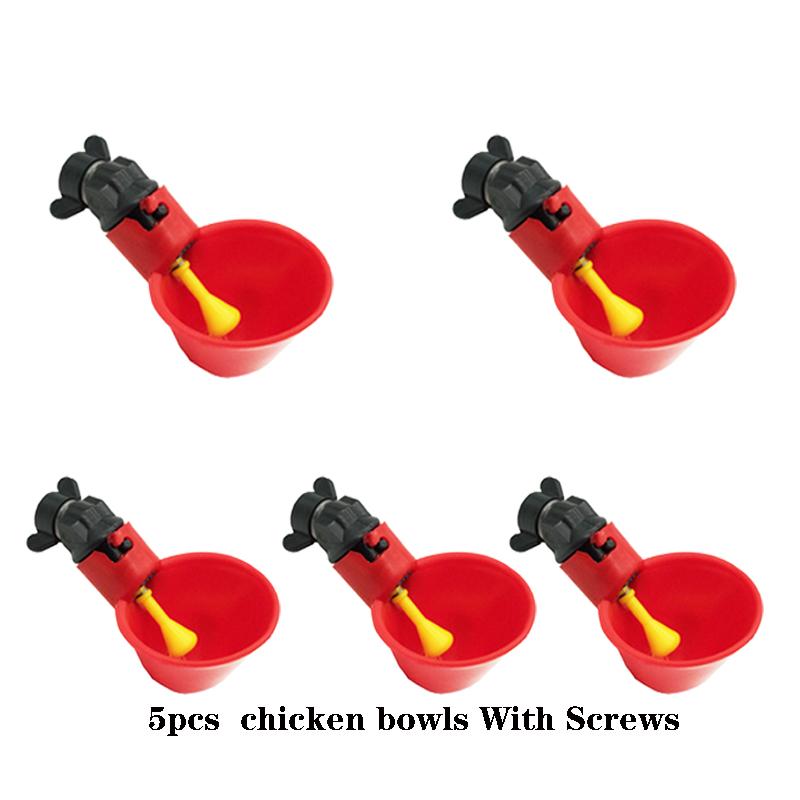 

5Pcs Automatic Chicken Drinker Bowl Duck Drinking Cup Chicken Feeder Plastic Poultry Bowls And Drinkers Cups Water System бордовый