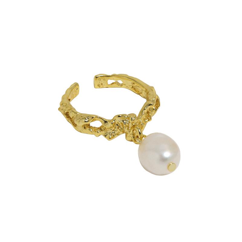 WuQie Delicate 925 Silver with Baroque Freshwater Pearl Rings Jewelry Women