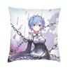 Anime Animation Novel Re Zero Cushion Cover 45x45cm Decoration Print Rem Throw Pillow Case for Living Room Doublesided