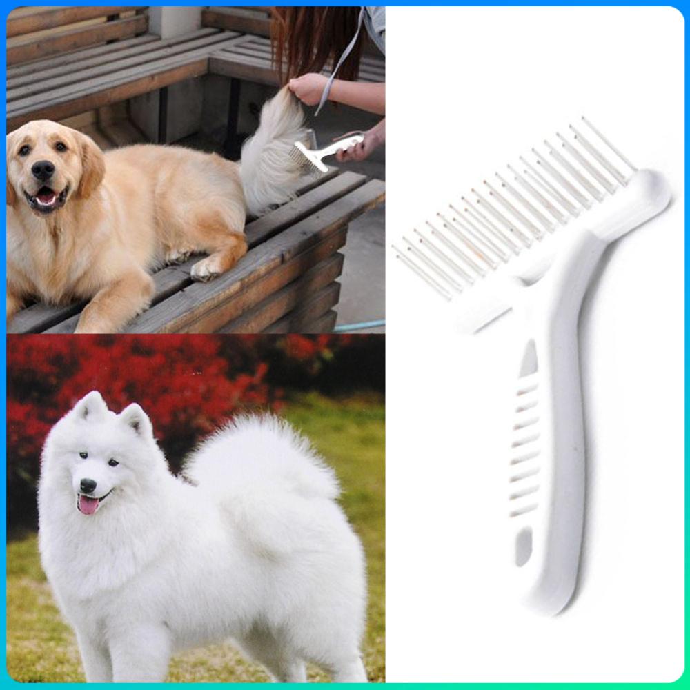 

White Pet Grooming Brush Practical Fur Shedding Comb Portable Beautiful Exquisit Comfortable Plastic Handle with Double Row Pins China Mainland