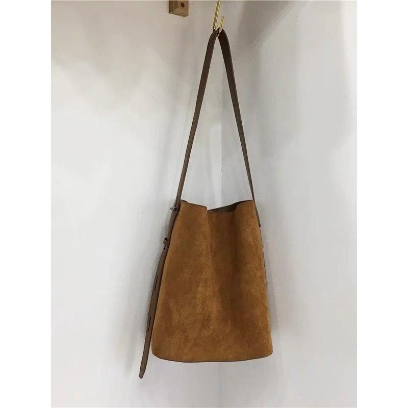 Ielgy Korean Version Autumn Winter Retro Suede Tote Bag Ladies Loose Commuter Shoulder Messenger Bag