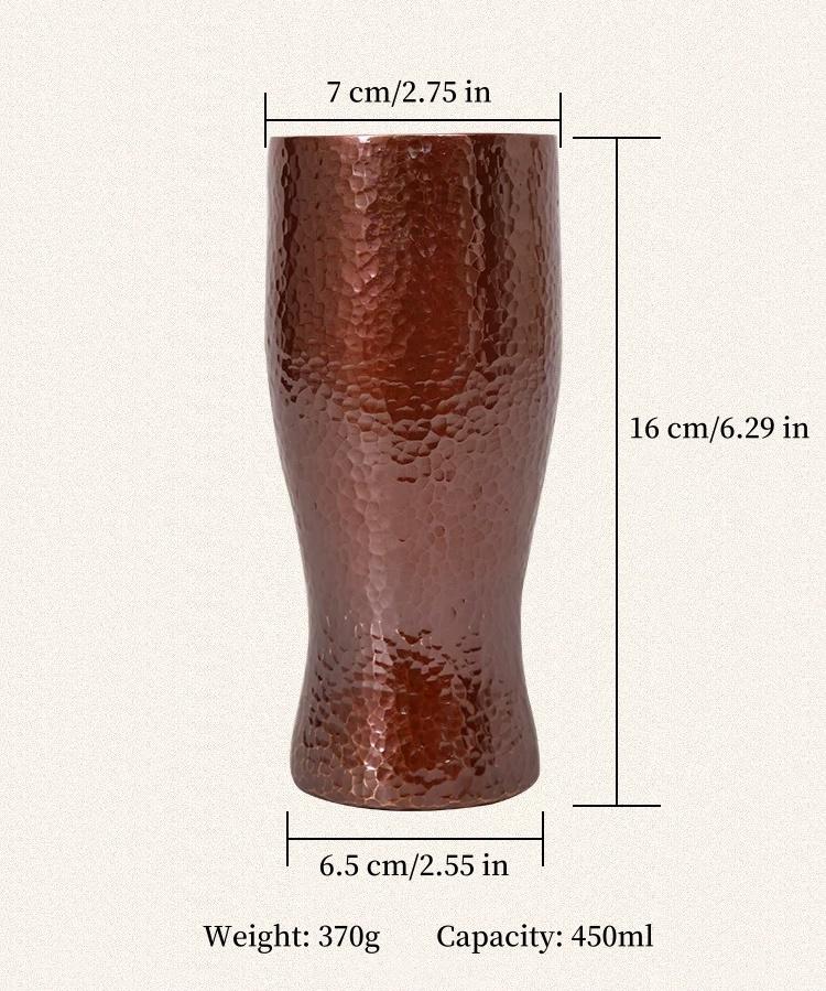 

Чистая медь Кофейная кружка Текстура дерева Изысканная Винтажная Moscow Mule Утолщенная Прочная Кружка для воды 450 мл Гладкая поверхность Чашка для чая 450ml