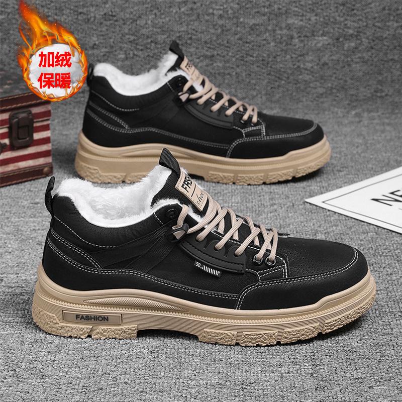 

Зимние бархатные мужские утепленные хлопковые ботинки, мужские ботинки Мартин на толстой подошве, уличные сноубутсы 44