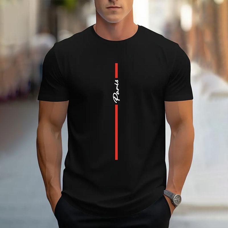 New Summer Simple Printing Short-Sleeved Men's Round Neck Large Size T-Shirt Tops Casual Breathable Mens Street Photography Tops