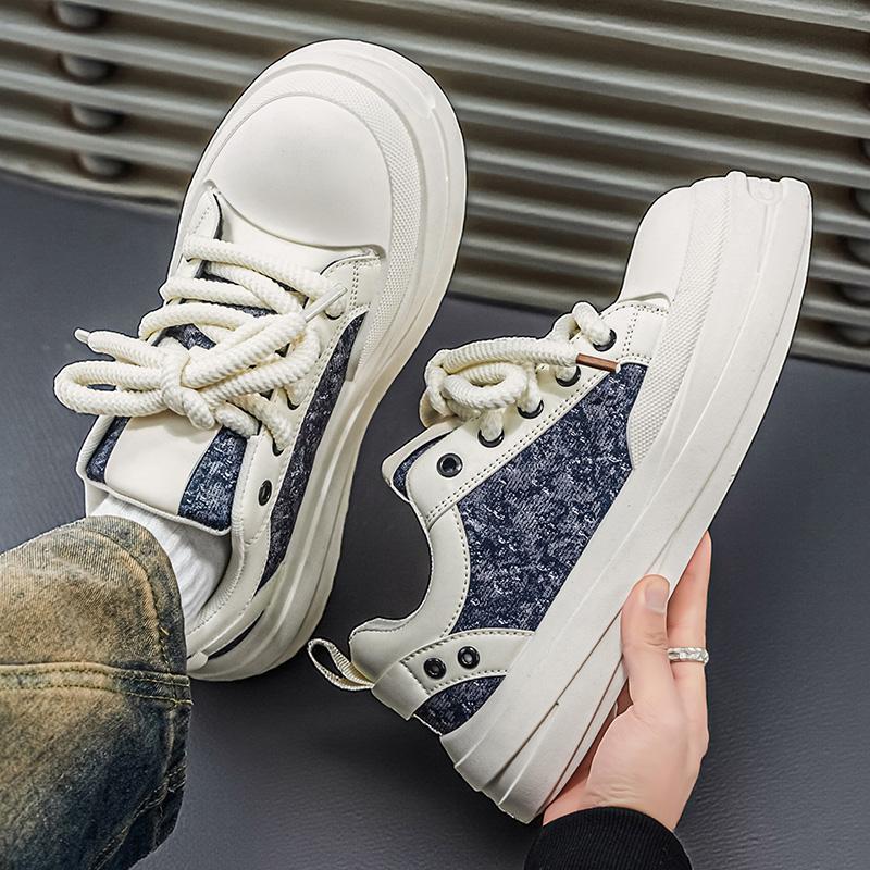 Men s shoes platform casual sneakers big head shoes white black and white blue 39